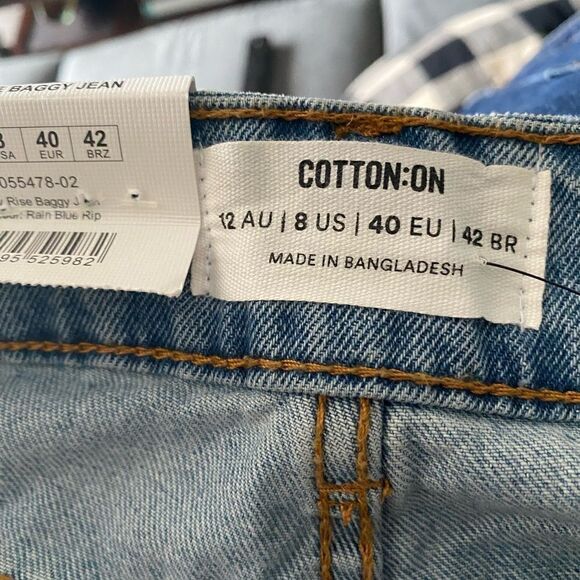 NWT Cotton:On Low Rise Baggy Jean rain blue rip 8 - Picture 10 of 11